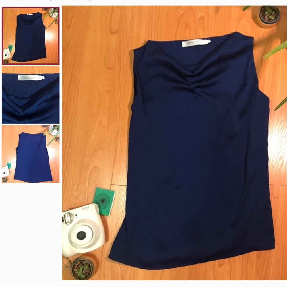 Navy blue sleeveless blouse